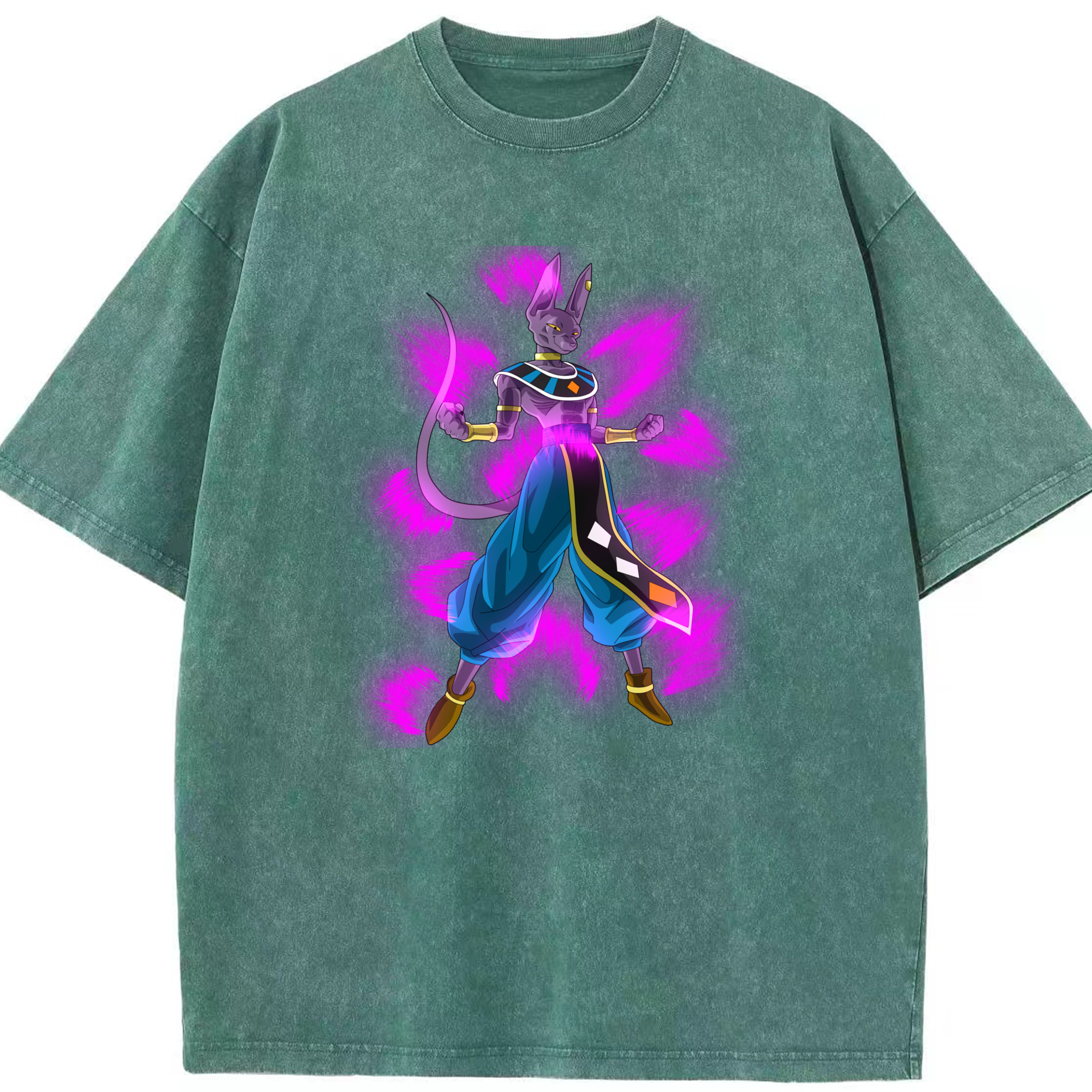 （画像用） ドラゴンボール ビルス 破壊神ビルス DRAGON BALL Beerus Birusu 綿100% ヴィンテージ風 半袖Tシャツ（フロントプリント）